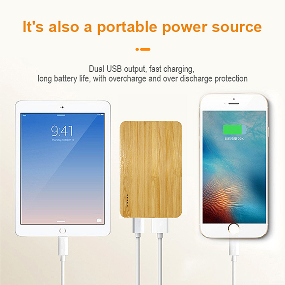 2020 newest 5000mAh Bamboo Wireless Power Bank LWS-2012